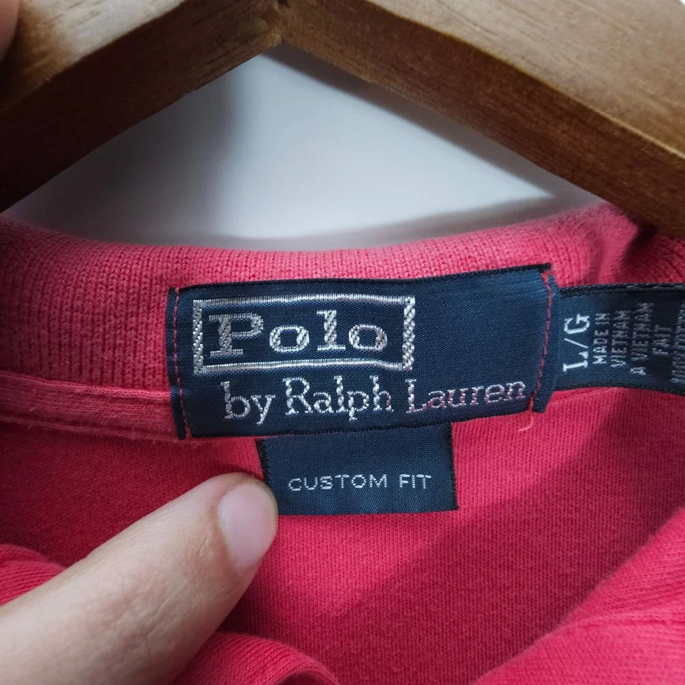 Y2K Polo Ralph Lauren Mens L Pink Short Sleeve Custom Fit Pony Logo Shirt